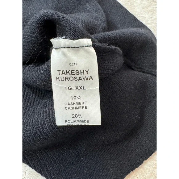 Takeshy Kurosawa Cardigan Men's XXL Black Merino Cashmere Blend NWT Italian Lux